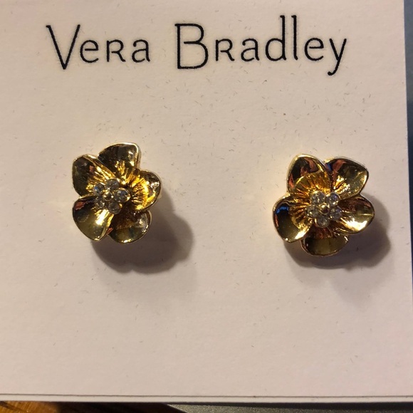 New Vera Bradley Gold tone Flower Pierced earrings - Picture 1 of 2